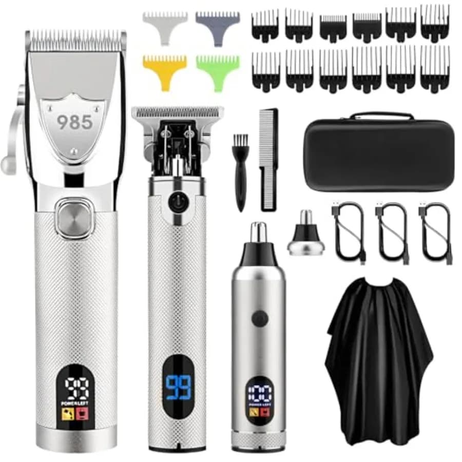 Professional Hair Clippers for Men, Electric Cordless Clippers and Trimmers Set, Nose Hair Beard Trimmer, Hair Cutting Barber C