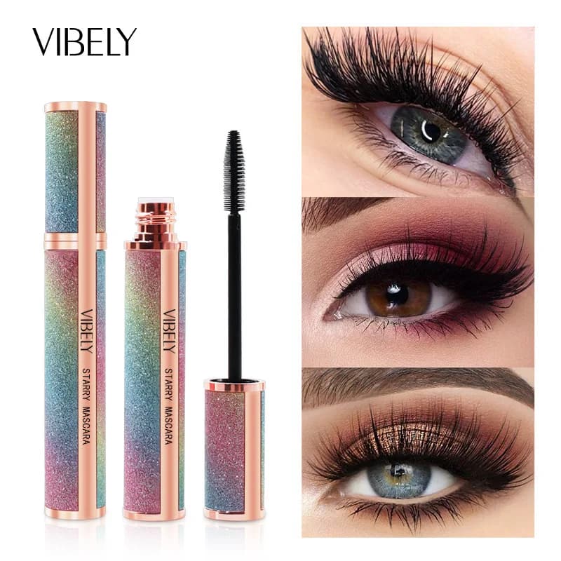 VIBELY Viral Hit Starry Glitter Mascara - Extension Volumizing Curling, Waterproof Resistant to sweat Long-lasting deburring proof Bold L