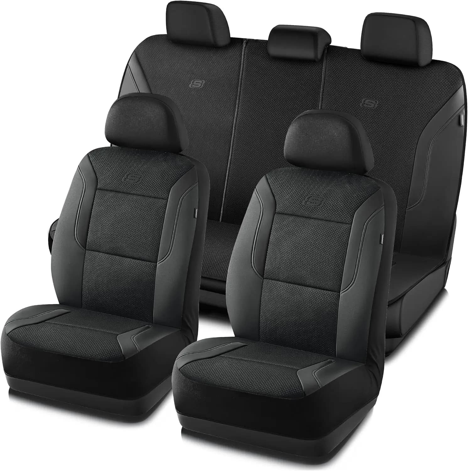Coprisedili per Auto in Memory Foam con Rete Traspirante, Spessi e Compatibili con Airbag per la Maggior Parte dei Veicoli in Nero