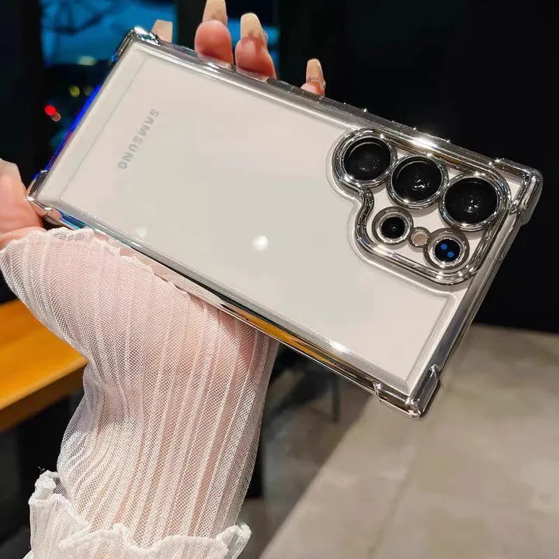 For Samsung Galaxy S26 Ultra Case Camera Lens Film Protection Luxury Plating Transparent Silicone Airbag Bumper Back Cover