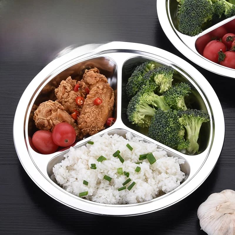 Contenitore per Pranzo in Acciaio Inox 304 Rinforzato, Rotondo o Quadrato, con Scomparti, per Bambini, Studenti e Adulti, Ideale per Mensa e Asporto
