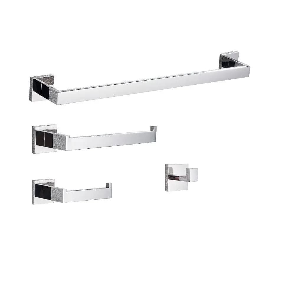 Set di Accessori per Bagno in Acciaio Inox Cromato: Portasciugamani, Porta Carta Igienica, Portasapone, Barra 4 Pezzi 50cm Personalizzabile