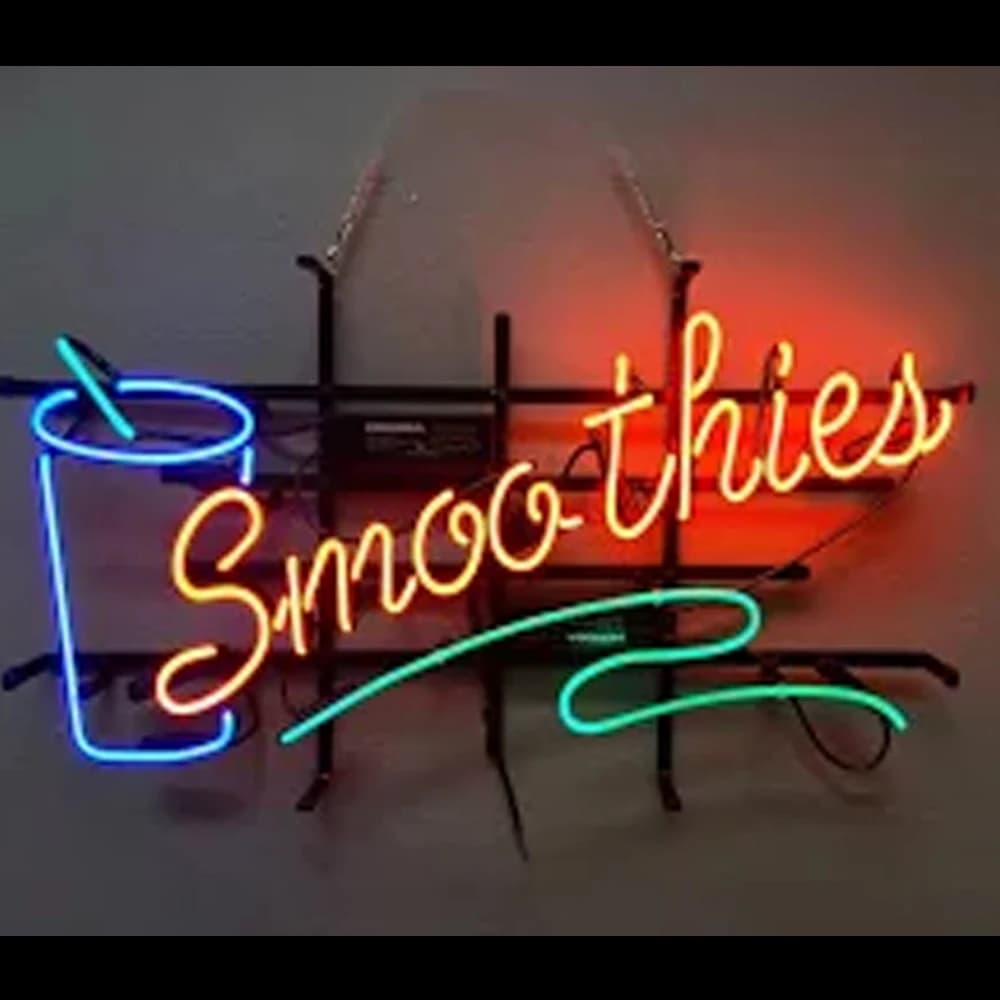 Insegna Luminosa al Neon Personalizzata per Smoothie, Realizzata a Mano con Tubi in Vetro, Decorazione per Negozi, Bar, Stanze, Lampada Pubblicitaria, Regalo 17"X14"