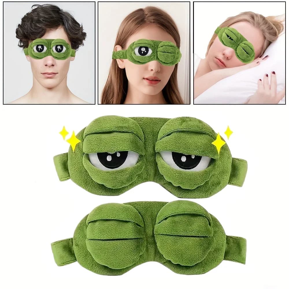 3D Stereo Cartoon Frog Sleep Mask Soft Light Blocking Eyeshade Portable Travel Office Blindfold Unisex Adult Eyepatch