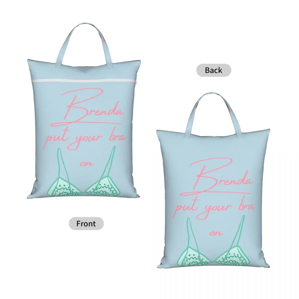 Brenda Put Your Bra On Travel Laundry Bag Waterproof Reusable Dirty Clothes Pouch Gym Yoga Camping Washing Basket