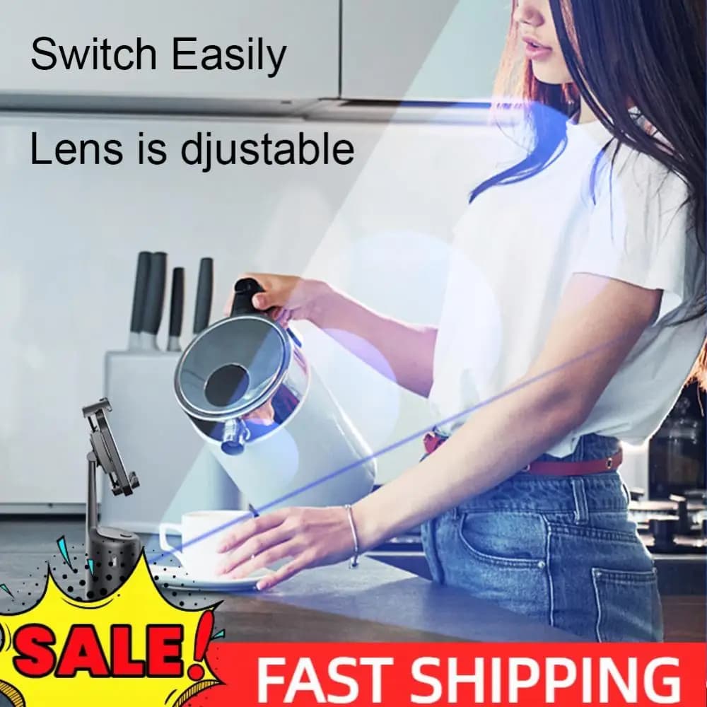 Stabilizzatore Gimbal Intelligente Portatile con Rotazione a 360°, Asta Selfie e Treppiede per Fotografia Live