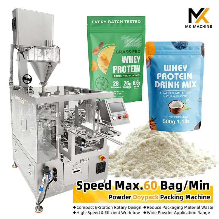 Preformed Mylar Envelope Packing Machine for Milk Serum Protein, Electrolytes and Nutritive Powders