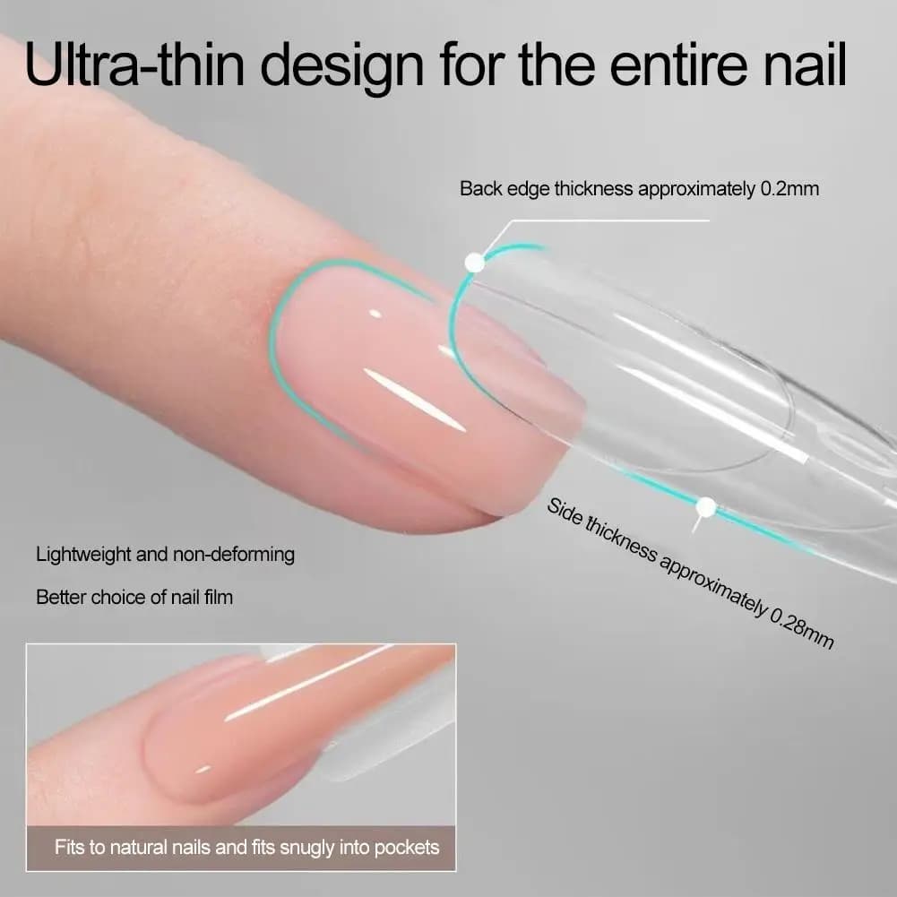 240PCS Sandwich Set di stampi per doppia forma per unghie Stampi per estensione unghie trasparenti ultrasottili per kit di strumenti per manicure per nail art con smalto gel