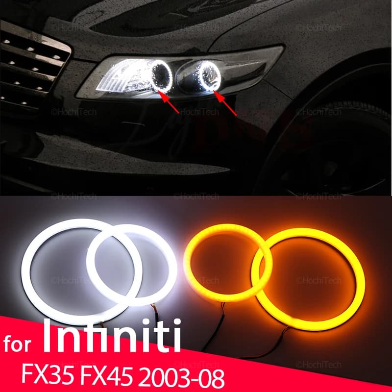 Bianco e giallo cotone Smd LED faro occhi d'angelo lampadina anello lampada per INFINITI FX35 FX45 2003-2008 accessori per lo styling dell'auto