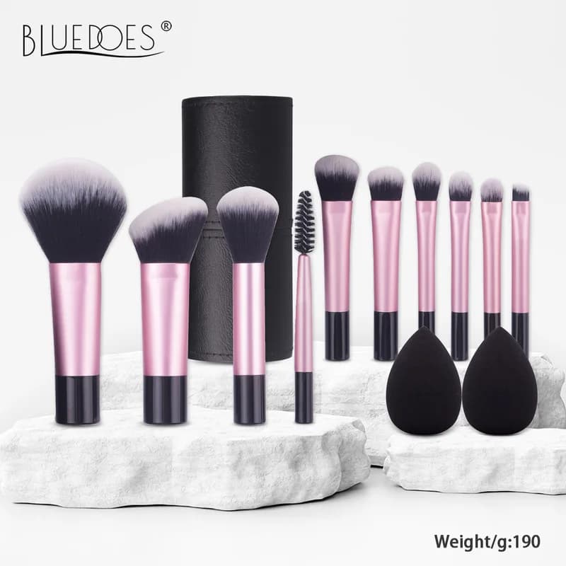 Set di 10 mini pennelli per il trucco, pennello morbido per fard, piumino per cipria, borsa per pennelli Beauty Egg, strumenti di bellezza