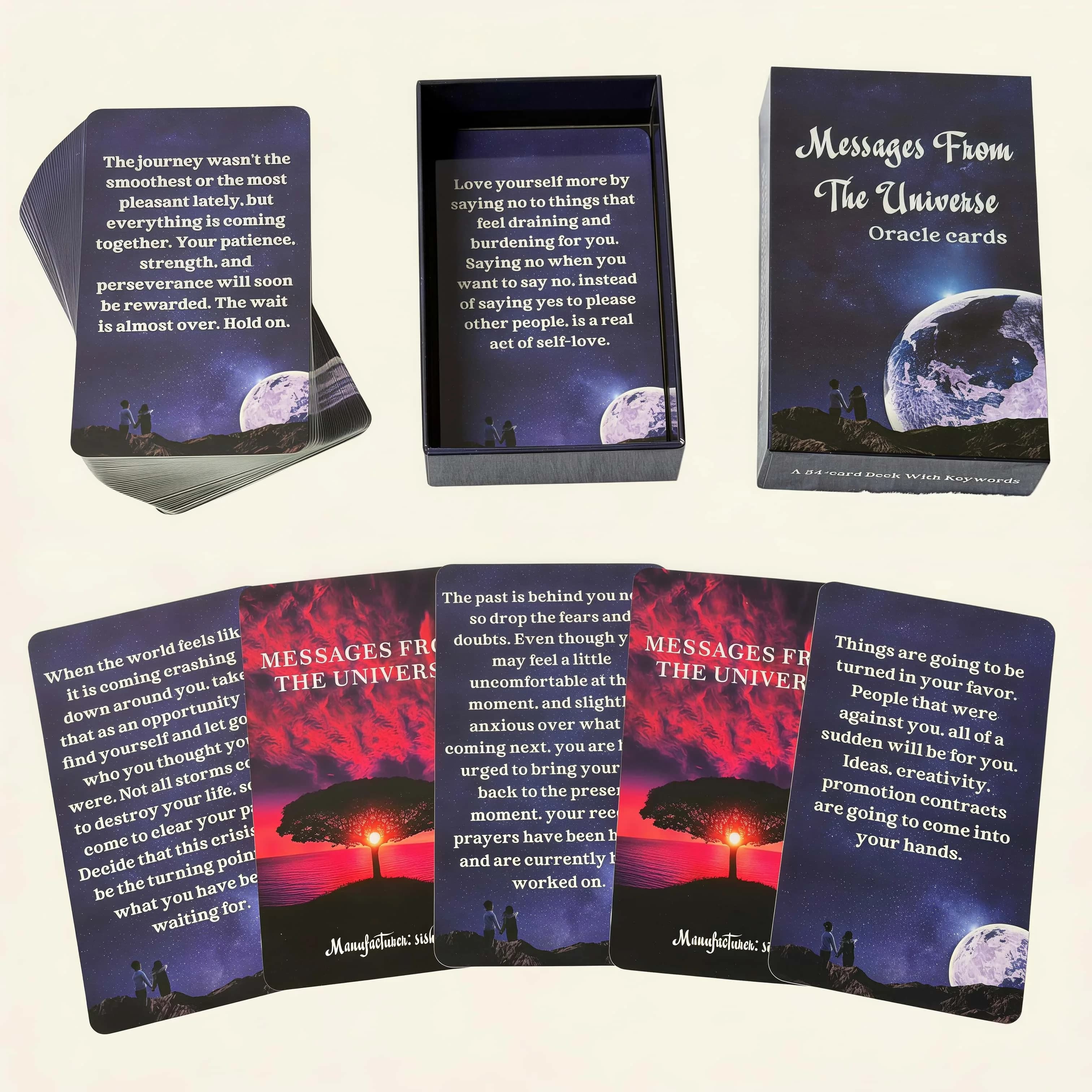 Versione inglese delle carte Oracle Universe Message, serie Tarot, 54 carte, guida spirituale e guarigione emotiva