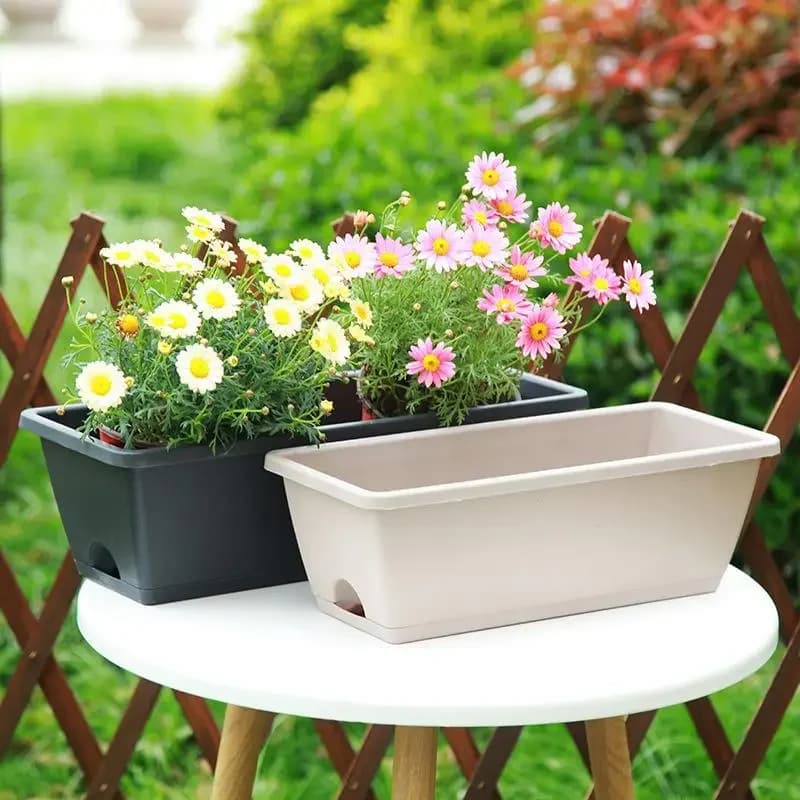 Vaso da fiori in plastica con sottovaso, vaso autoassorbente con foro di drenaggio e corda assorbente, 1 set per giardinaggio domestico