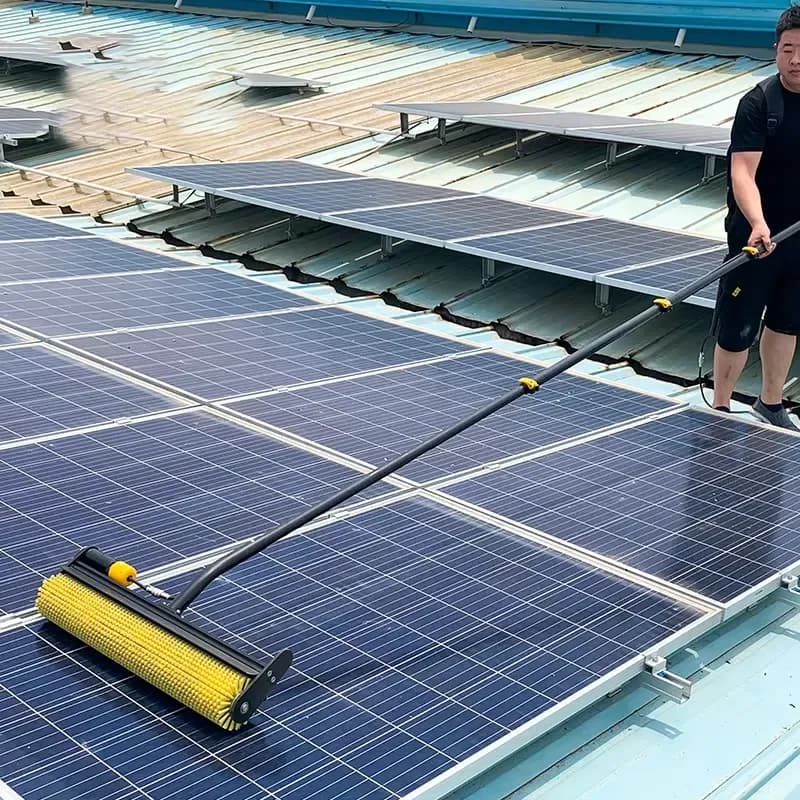 For Solar Panel Cleaning Brush Lithium Battery Power Supply 110V-220V Rolling Brush Cleaner Equipment For Home Garden Roof