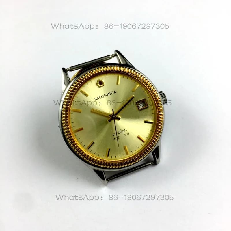 Orologio Meccanico Manuale con Quadrante Giallo, Calendario Singolo, Motivo Floreale, Diametro 37MM, Spedizione in 24 Ore