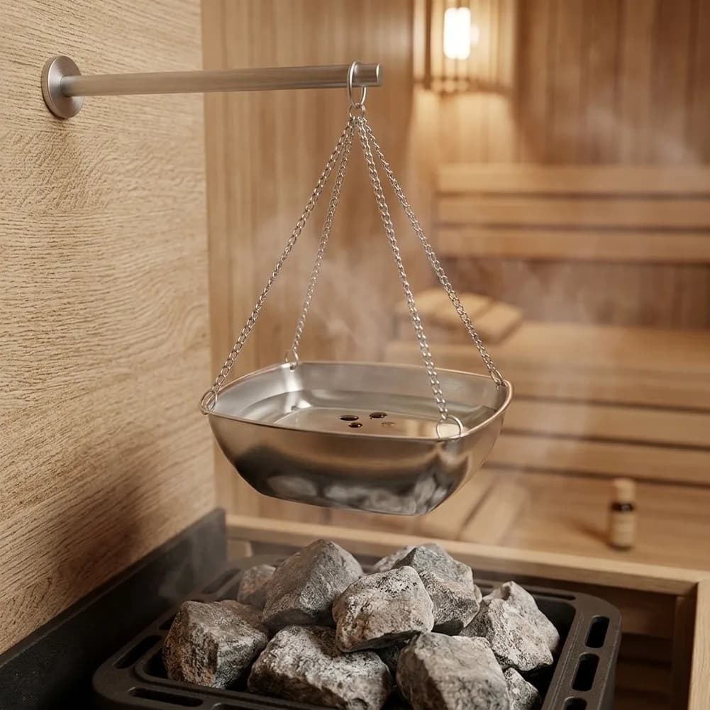 Stainless Steel Sauna Aroma Bowl 20x30x10cm With Wood Plate Essential Oil Diffuser Cup For Traditional Infrared Sauna Heater