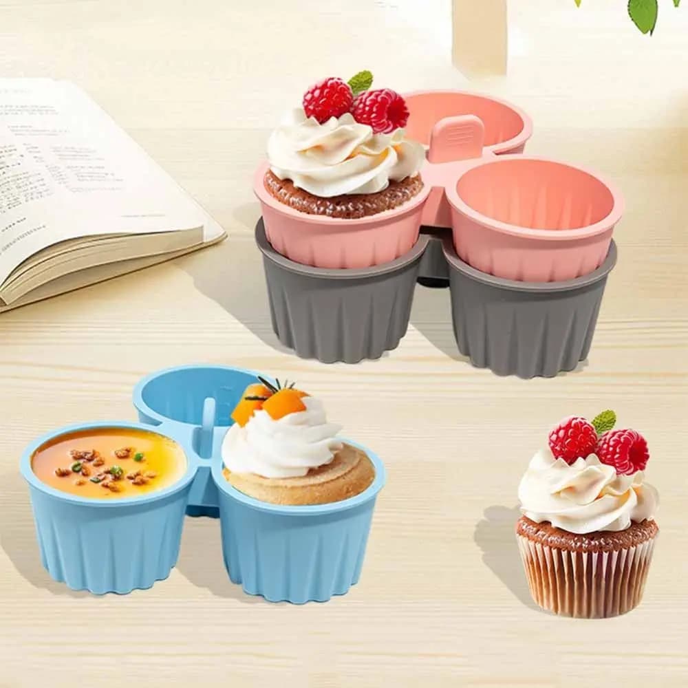 Stampo in Silicone per Uova al Vapore a 3 Scomparti, Antiaderente, Resistente al Calore, per Friggitrice ad Aria, Teglia per Muffin Fai-da-Te