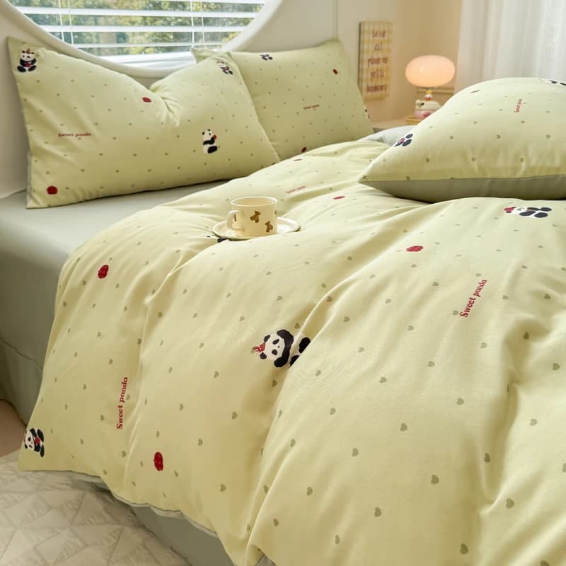 Bonenjoy Panda Printed Queen/King Size Cartoon style cover for children Dekbedovertrek Single bed linen 240x220