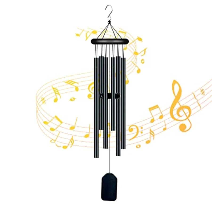 Garden Wind Chimes with 6 Aluminum Alloy Tubes and Hook, Memorial Wind Chimes for Home Decor Garden Patio Outdoor