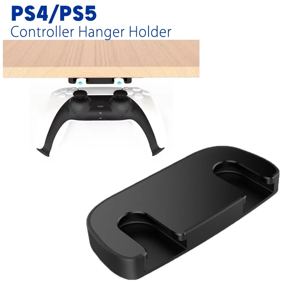 Staffa di supporto per raccolta gamepad per controller PS4 PS5, supporto per gancio per controller di gioco PS4/PS5, rack di stoccaggio sospeso sotto il tavolo