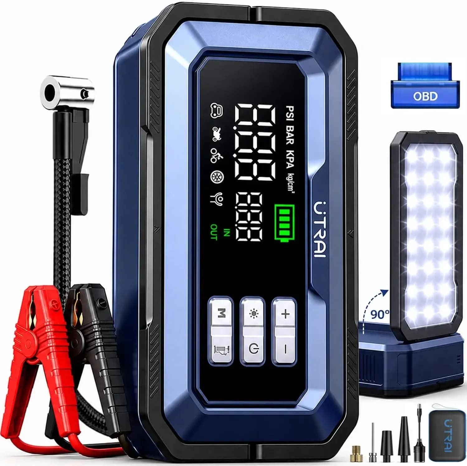 Jump Starter with Air Compressor,8000A Portable Car Battery Jump Starter for All Gas/12L Diesel,150PSI Tire Inflator with Auto