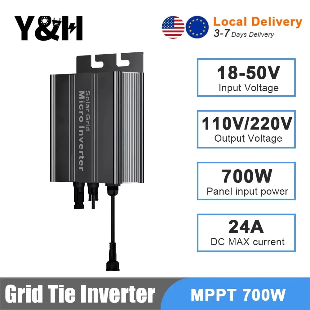 Y&H MPPT 700W 500W 350W 180W Solar Grid Tie Inverter PV DC18-50V Micro inverter a AC120V/230V Elettrodomestico inverter