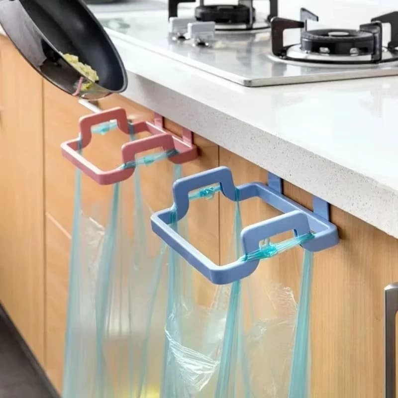 Back-Mounted Garbage Bag Hanger PP Material Hanging Type Free Punching Multi-Functional Kitchen Cabinets Storage Hanger