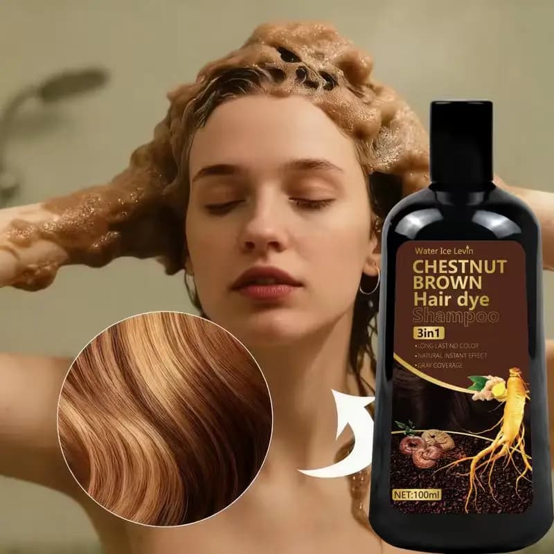 Colorful shampoo for brown hair 3in1 with ginger and biotin - Durable color and grey cover for vibrant hair