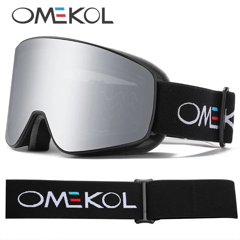 Occhiali da Sci OMEKOL a Doppio Strato Antiappannamento per Uomo e Donna, Maschera per Sport all'Aperto, Escursionismo, Snowboard e Motoslitta