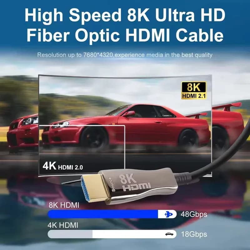 Cavo in Fibra Ottica HDMI AOC 8K 60Hz HDMI 2.1 4K 120Hz 48Gbps 4K 120Hz 144Hz eARC HDR DSC HDCP 2.2 2.3 per HDTV PS5 Blu-ray Xbox