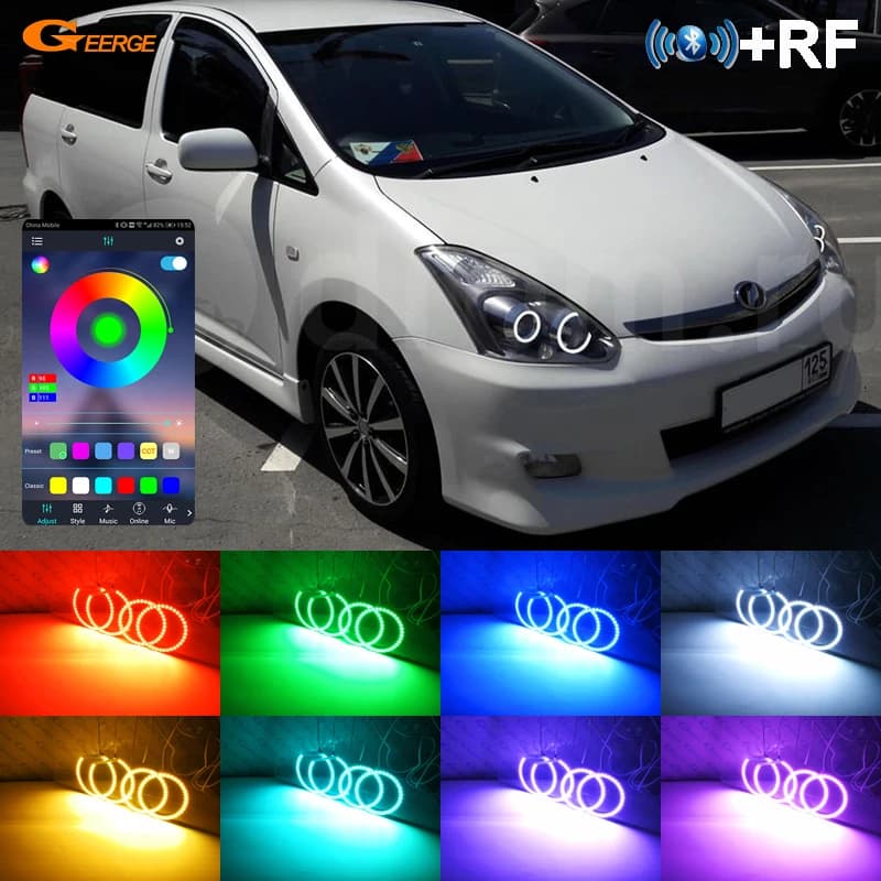 Per TOYOTA WISH 2003 2004 2005 2006 2007 2008 2009 App Bluetooth Multi Colore Ultra Luminoso RGB LED Angel Eyes Kit Halo Anelli