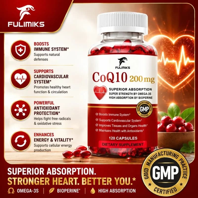 Integratore di CoQ10 a Assorbimento Naturale, con PQQ ed Estratto di Pepe Nero, Promuove la Salute di Articolazioni e Cuore