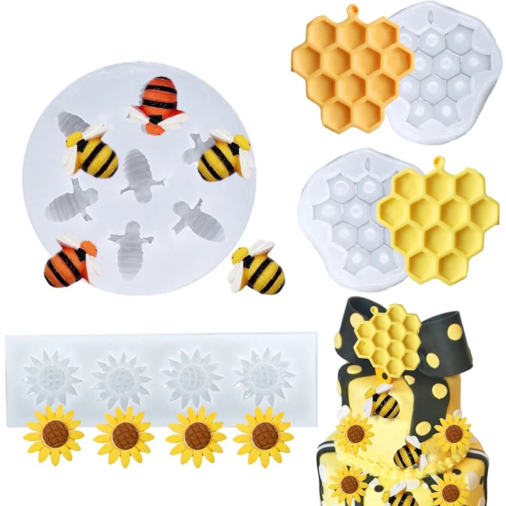4 pezzi di stampi in silicone per api a nido d'ape per sapone fai da te, candele, creazione di argilla polimerica, decorazioni artistiche, stampi per candele a forma di ape, pendenti