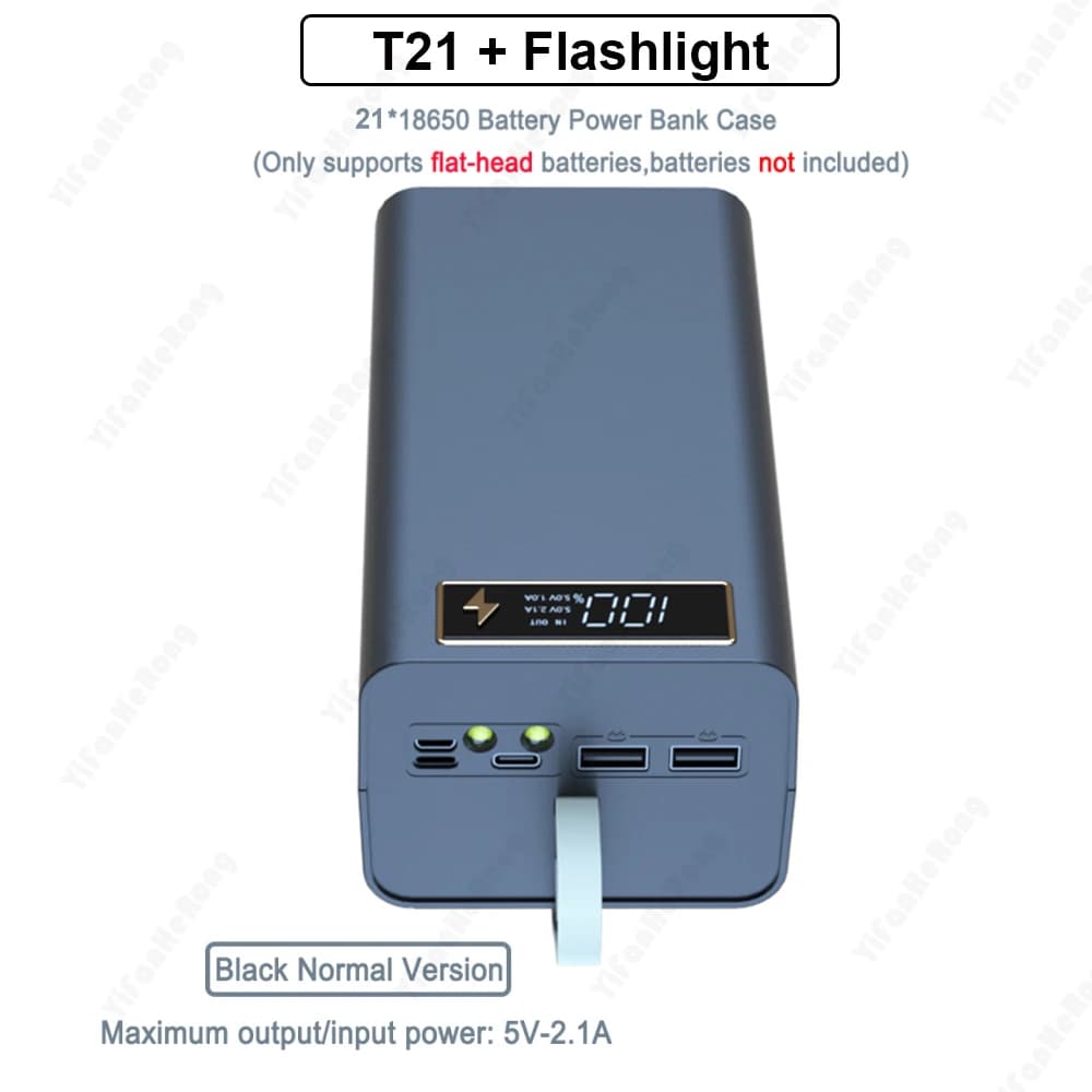 Custodia staccabile per banca di potere fai-da-te 21 batterie 18650 ricarica rapida wireless per telefoni che ricaricano scatole di immagazzinaggio batteria 21×18650