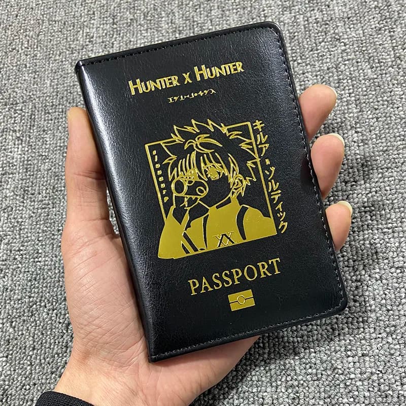 Custodia per passaporto Anime Hunter X Hunter Porta passaporto da viaggio anime Portafoglio da viaggio in pelle PU