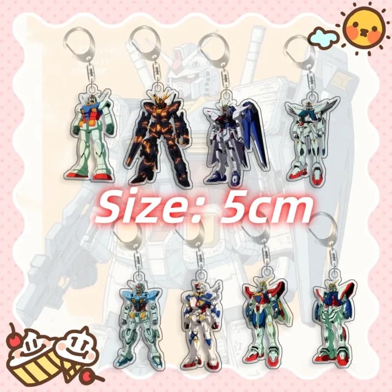 Keychain for Gundam GN 002 Gundam Dynames Backpack Pendant Anime Game Fans Gift Recycled Acrylic Decoration Rare Card Toy 5cm