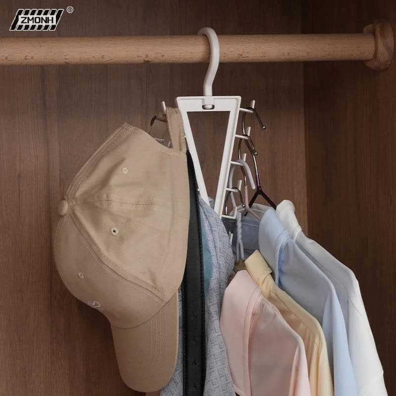 H 1/2PCS V Shaped Clothes Hanger Organizer With 12 Hooks Large Capacity Perfect For Closet Storage Saves Space For Hats