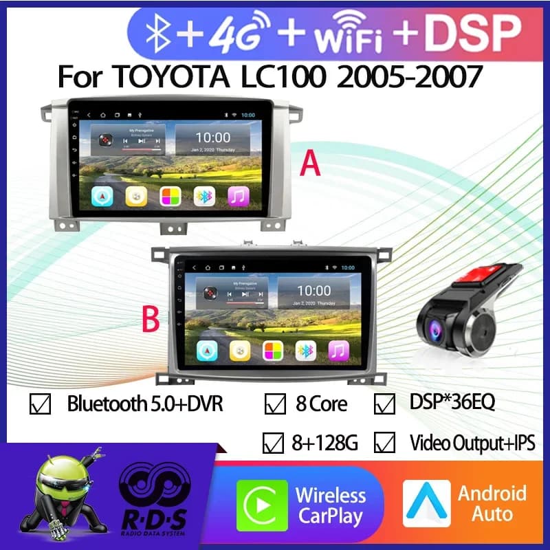 6G + 128G Android 11 Navigazione GPS per auto per TOYOTA LC100 2005-2007 Autoradio stereo con Wifi 4G AHD DSP BT CARPLAY