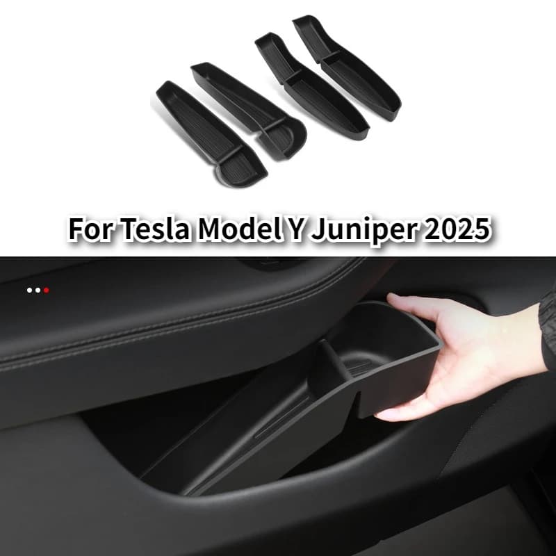 4 pezzi per Tesla Model Y Juniper/Launch 2025 porta auto scatola di immagazzinaggio laterale TPE stile bordo basso porta portaoggetti organizzatore vassoio accessori