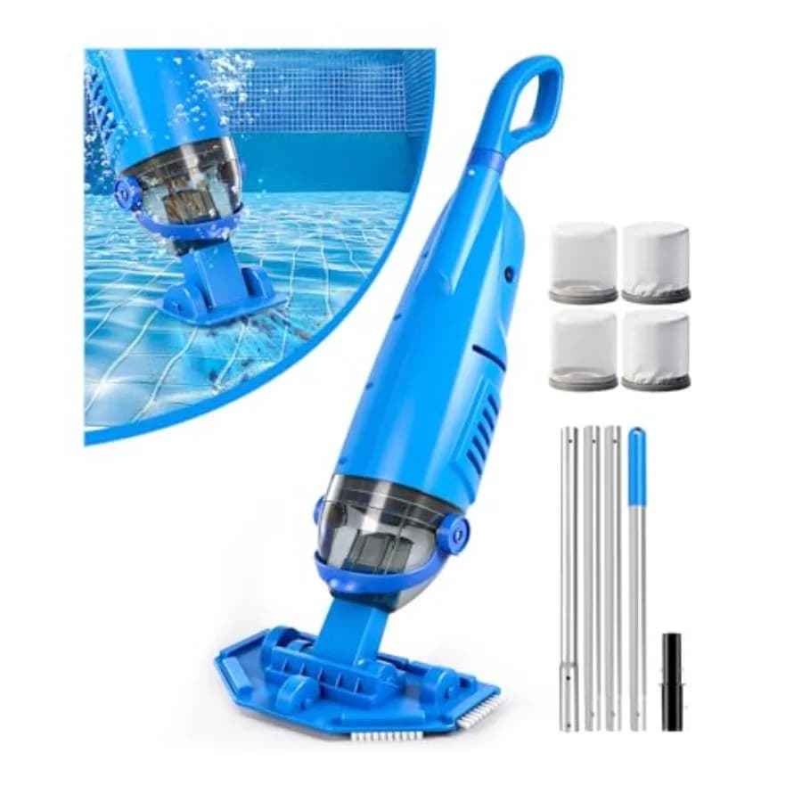 Cordless Pool Vacuum Cleaner for above ground inground pools and spas, polypropylene body, blue, 20.5 GPM suction with 4 ultra-