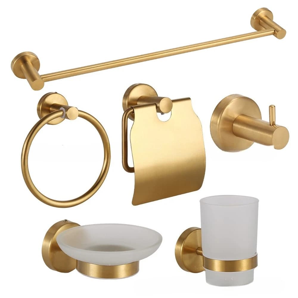 Set portasciugamani in acciaio inossidabile 6 pezzi Kit di appendere hardware per il bagno Portasciugamani Porta carta igienica montato a parete
