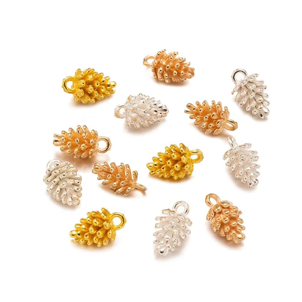20Pcs Alloy Cute Small Pine Cone Pendant For DIY Earring Necklace Bracelets Keychain Handmade Beaded Material Jewelry Making