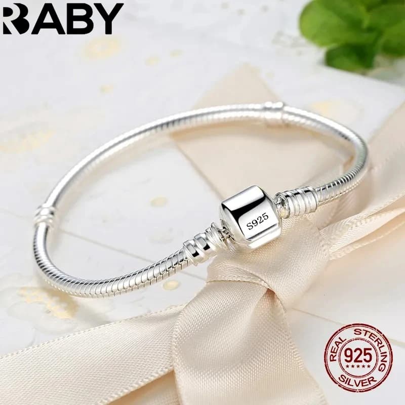 Bracelets with sterling silver 925 original handmade pendants, bracelets with soft and smooth snake bone for women
