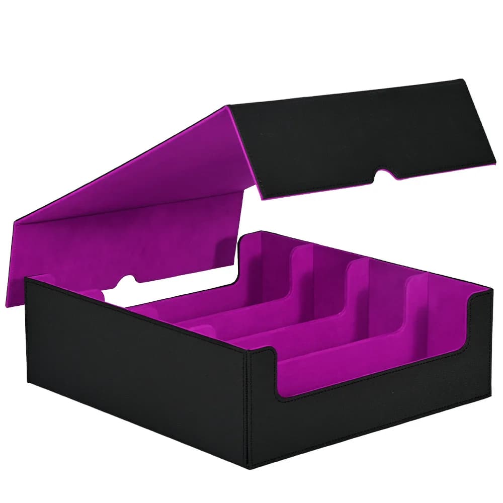 Card Storage Box,Holds 2400+ Single Sleeved Cards, magnetic closure PU leather card box, fits for TCG, Magic Cards, Basebal