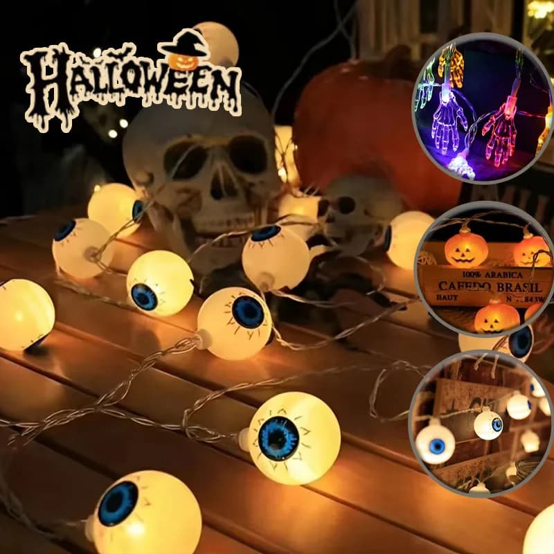 1-5PCS Halloween New Pumpkin Bat LED String Lights Haunted House Ambient Light for Party Decoration Night Light String