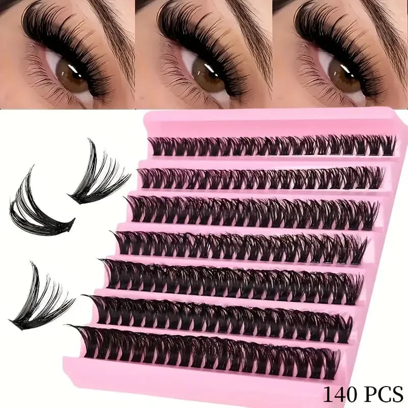 MIAOJIE 50P Ciuffi di Ciglia Fai-da-Te 140 Pieces, Ciuffi di Estension Eyelashes to D Curl 8-16mm, Individual Eyelashes Extension Voluminous Extension Effect