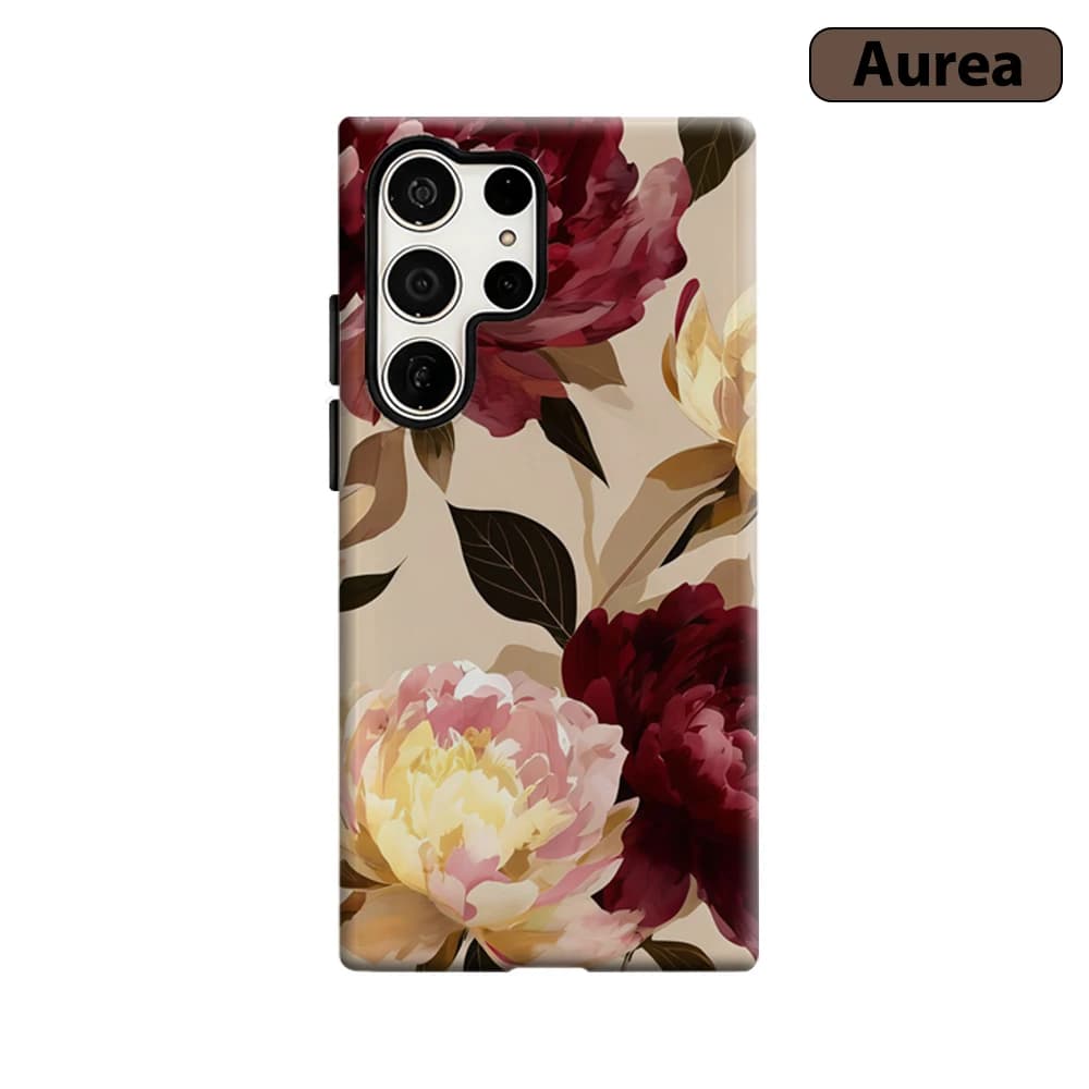 Custodia per telefono di lusso vintage con peonie per Samsung Galaxy S25 Ultra S24 S23 Ultra Plus, antiurto, a doppio strato, cover posteriore resistente