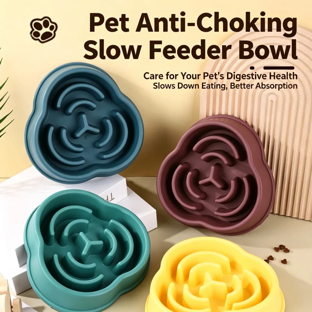Pet Slow Feeder Bowl Anti-Choking Dog Bowl, Anti-Slip Anti-Overturning Pet Food Bowl for Dogs Cats Healthy Eating