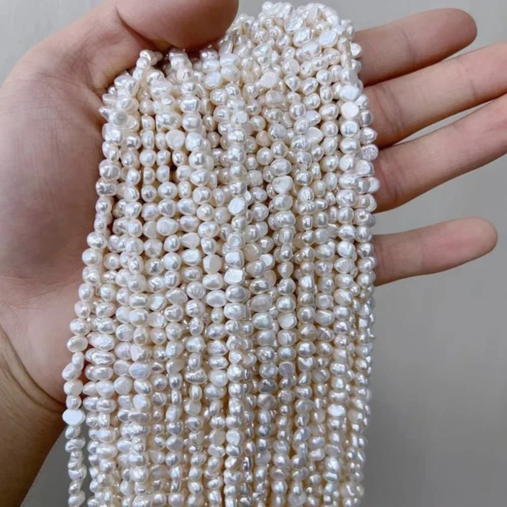 4-5mm AA squisita perla d'acqua dolce naturale bianca irregolare perline allentate gioielli fai collana fai da te braccialetto regalo di nozze delle donne