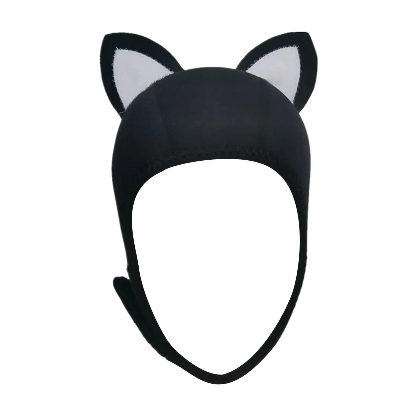 Underwater Mute Hood with Cat Earrings for Women and Children, for Snorkeling, Swimming, Surfing, Thermal, Elastic, 3mm Neoprene