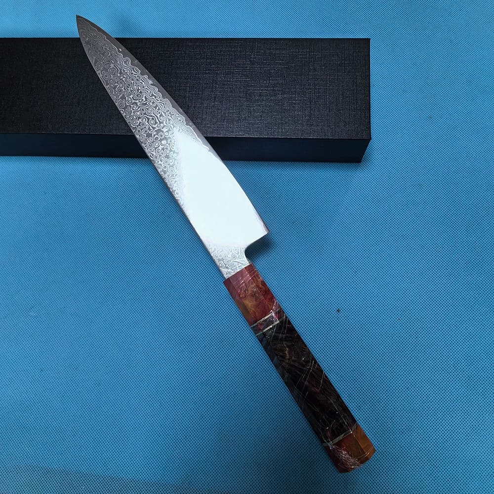 Chef knife 8.3 inch casual handle Sashimi sharp mannaia Slice the meat Sushi blade in Damascus steel 67 layers Japanese kitchen knives